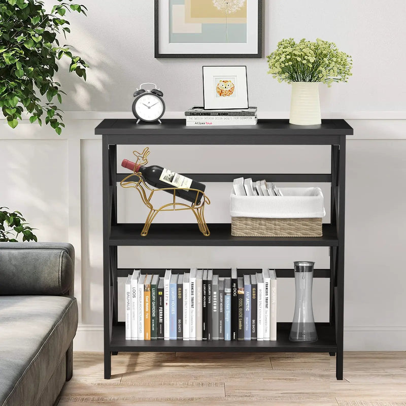 3-Tier Wooden Multi-Functional X-Design Etagere Storage Bookshelf by DirectDeals