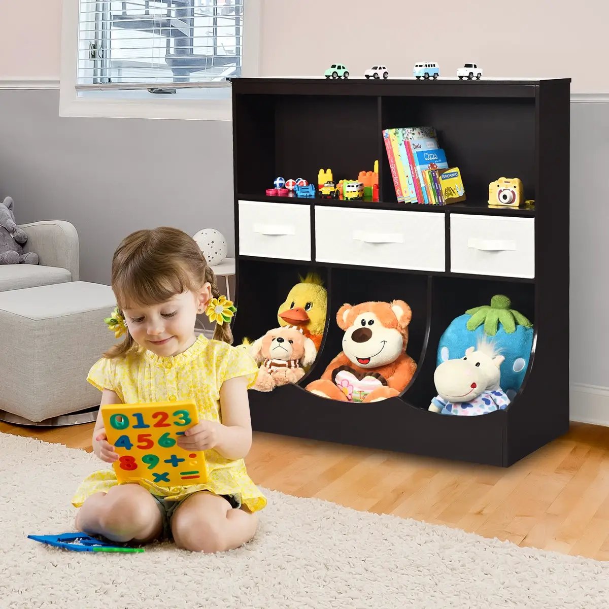 Freestanding Combo Cubby Bin Storage Organizer Unit W/3 Baskets by DirectDeals