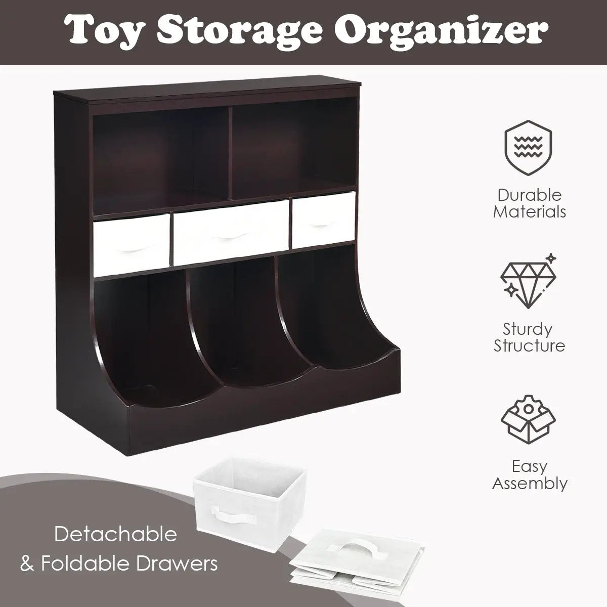 Freestanding Combo Cubby Bin Storage Organizer Unit W/3 Baskets by DirectDeals