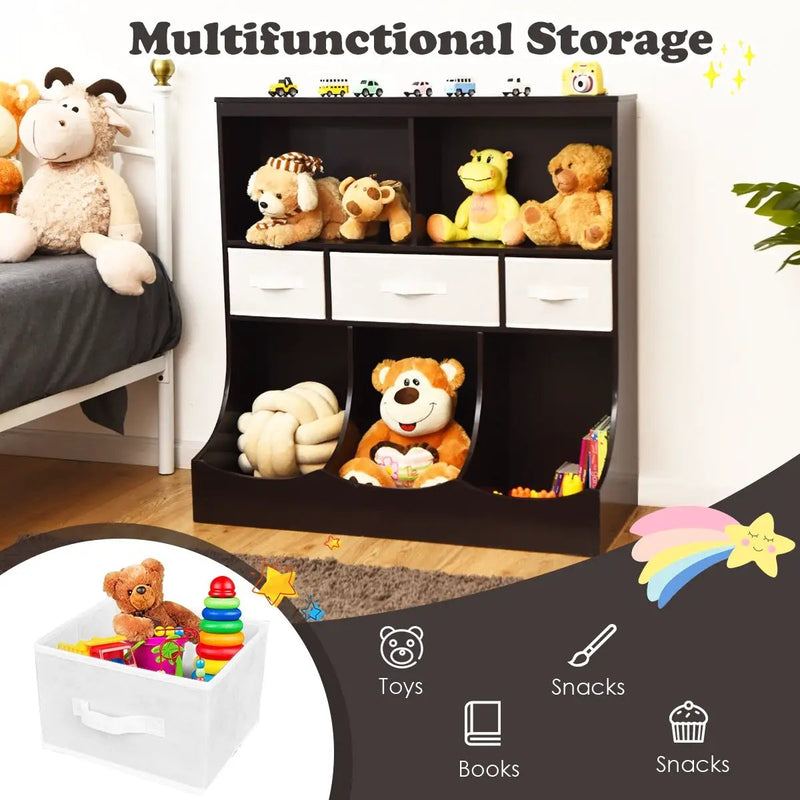Freestanding Combo Cubby Bin Storage Organizer Unit W/3 Baskets by DirectDeals
