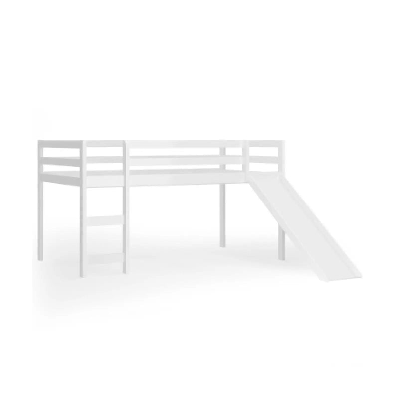 Twin Size Low Sturdy Loft Bed with Slide Wood by DirectDeals