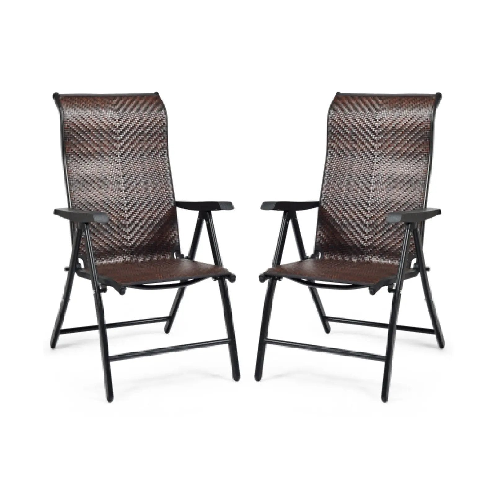 2 Pieces Patio Rattan Folding Reclining Chair by DirectDeals