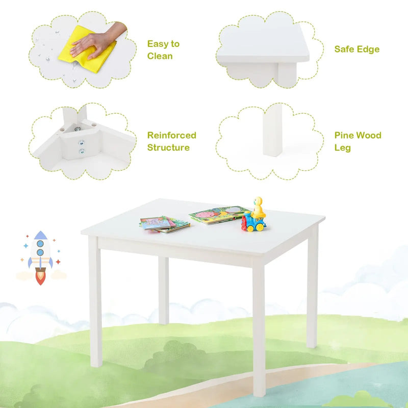 5 pcs Kids Pine Wood Table Chair Set by DirectDeals