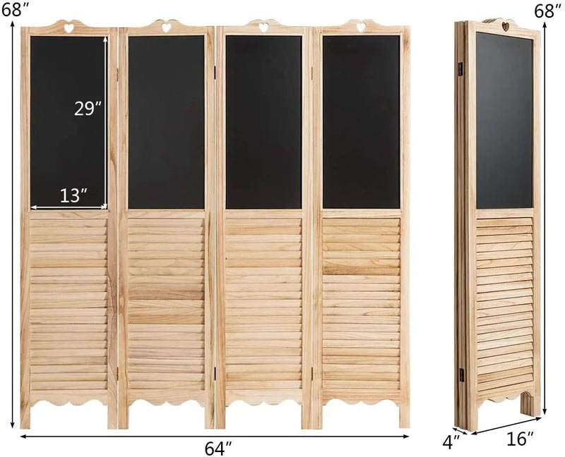 4-Panel Folding Privacy Room Divider Screen with Chalkboard by DirectDeals