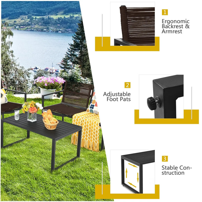 4 Pieces Patio Furniture Conversation Set with Sofa Loveseat by DirectDeals