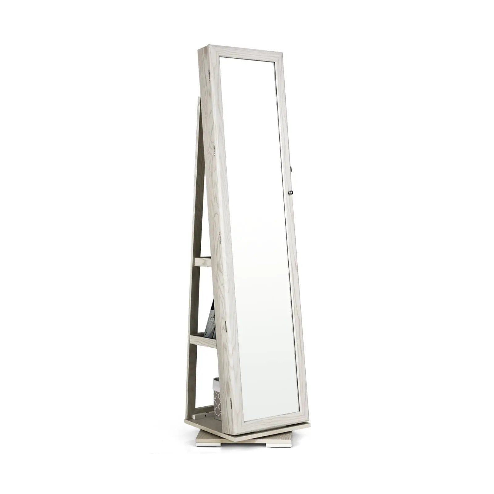360° Rotatable 2-in-1 Lockable Jewelry Cabinet with Full-Length Mirror by DirectDeals