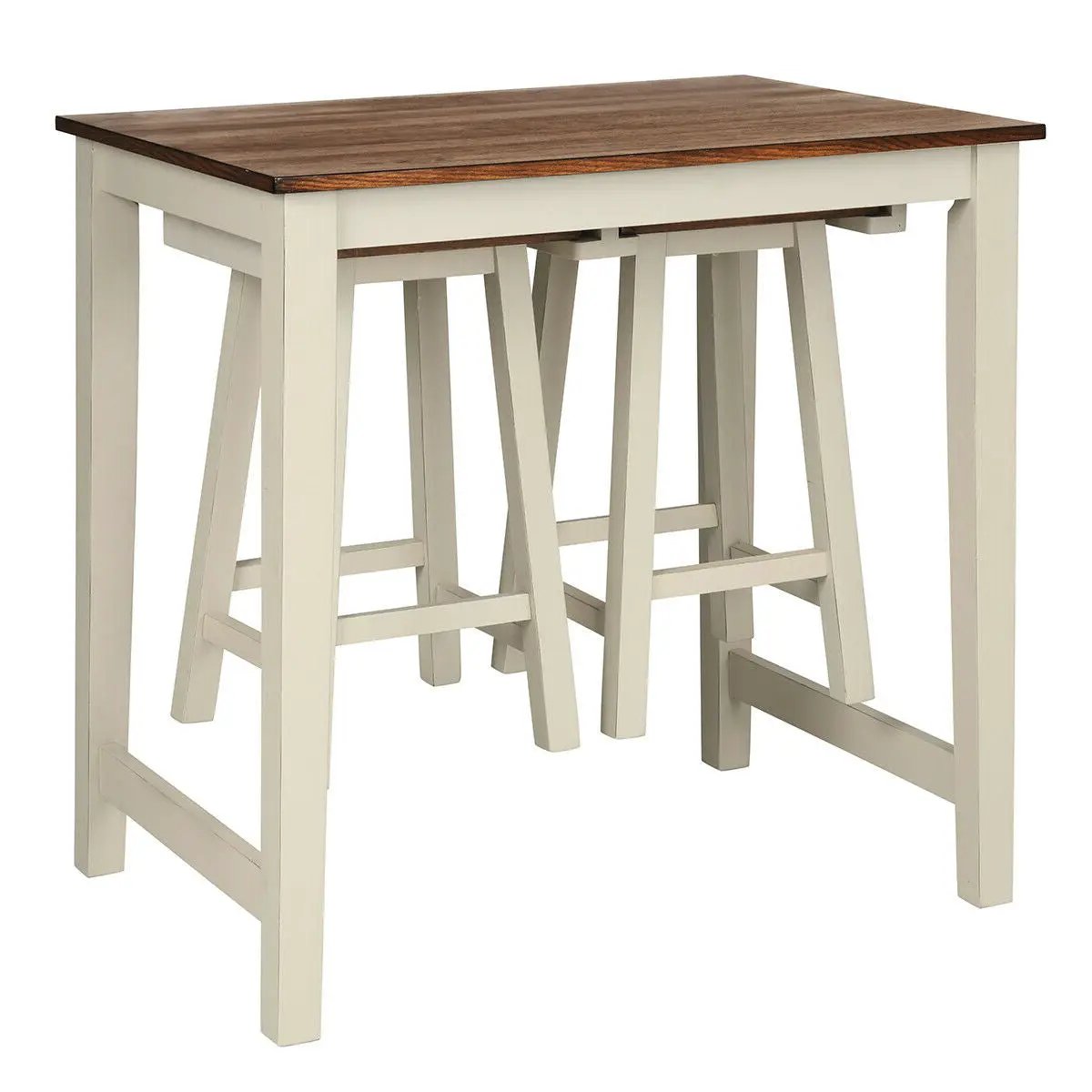 Counter Height Pub Table with 2 Saddle Bar Stools by DirectDeals