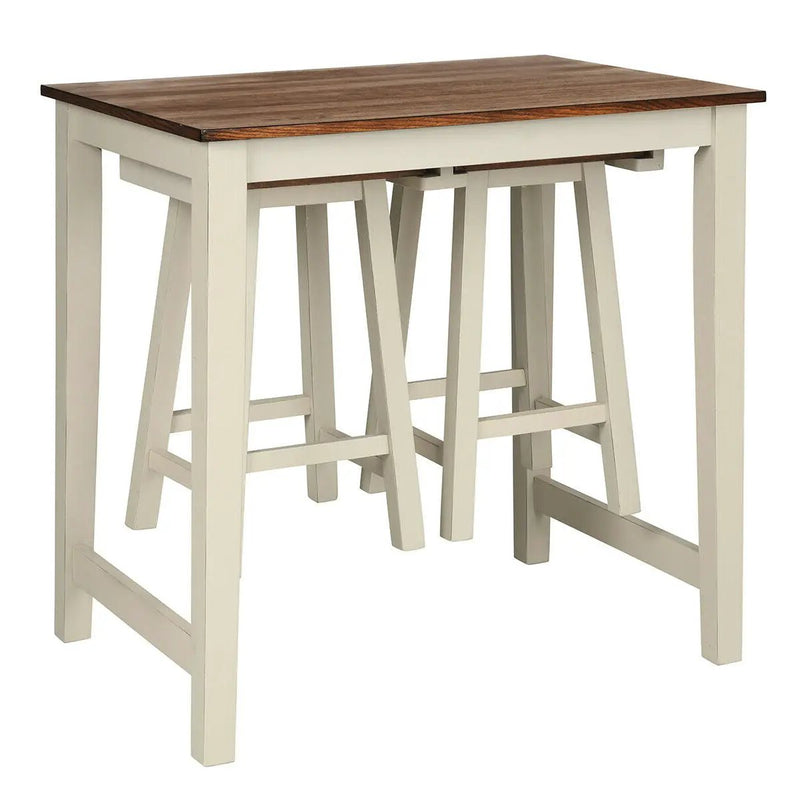 Counter Height Pub Table with 2 Saddle Bar Stools by DirectDeals