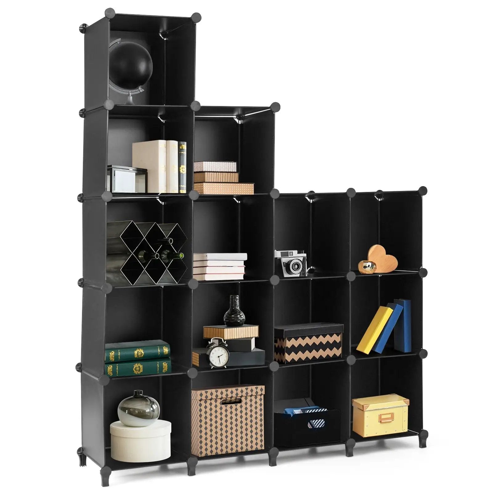 16 Cubes Plastic Storage Organizer with Rustproof Steel Frame-Black by DirectDeals