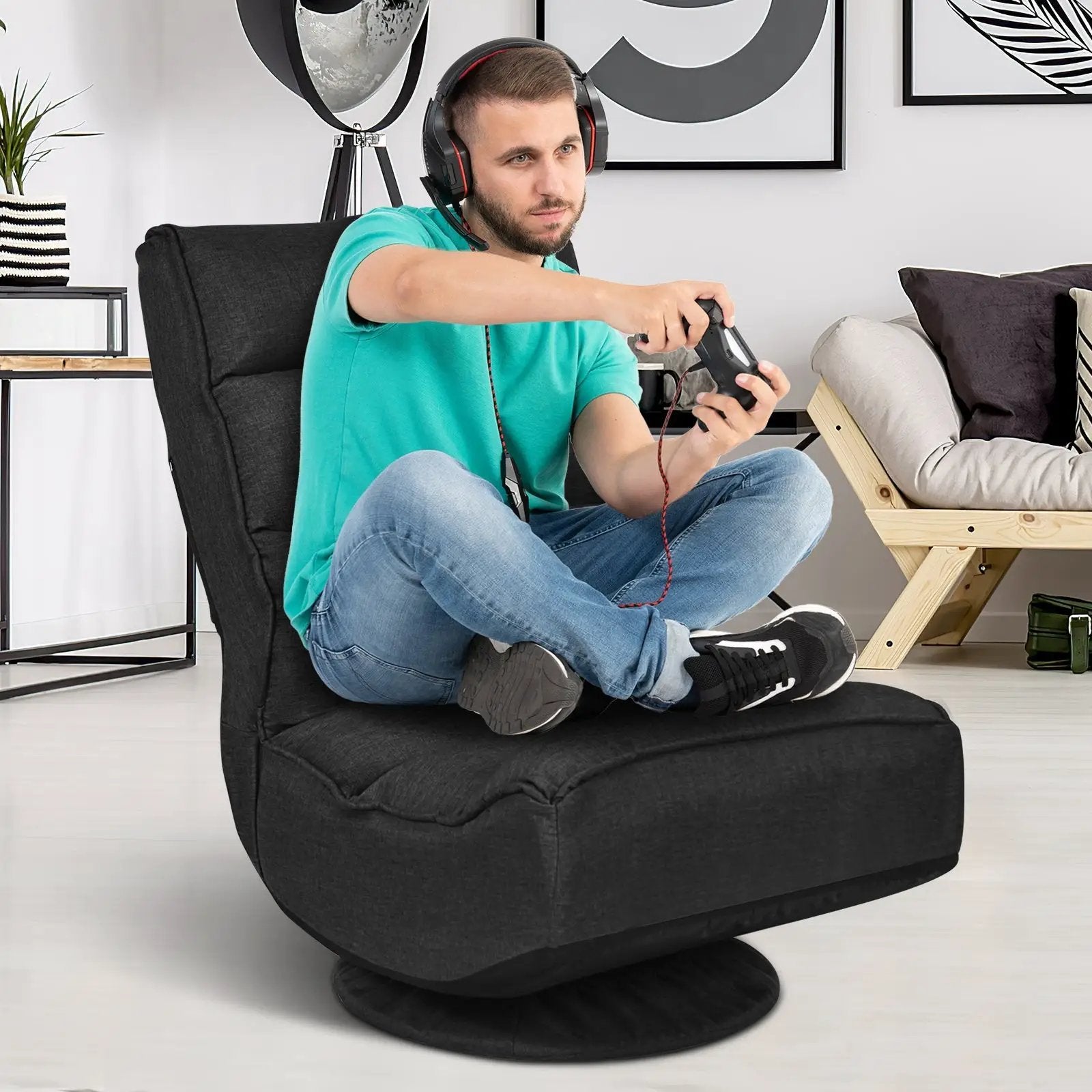 5-Position Folding Floor Gaming Chair by DirectDeals