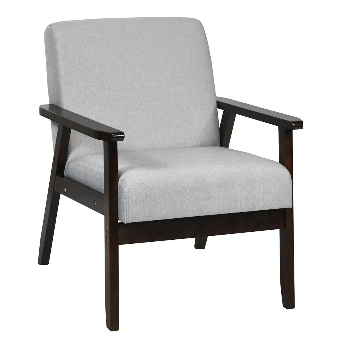 Solid Rubber Wood Fabric Accent Armchair by DirectDeals