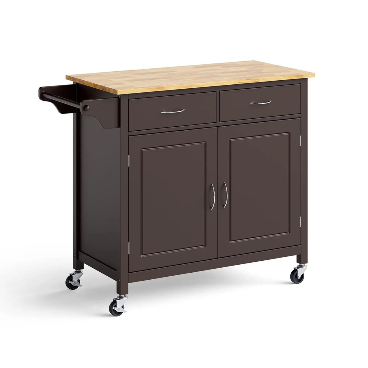Modern Rolling Kitchen Cart Island with Wooden Top, photo 3 of 9