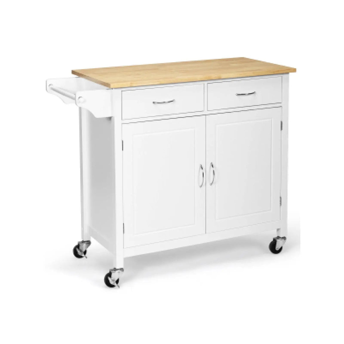 Modern Rolling Kitchen Cart Island with Wooden Top, photo 9 of 9