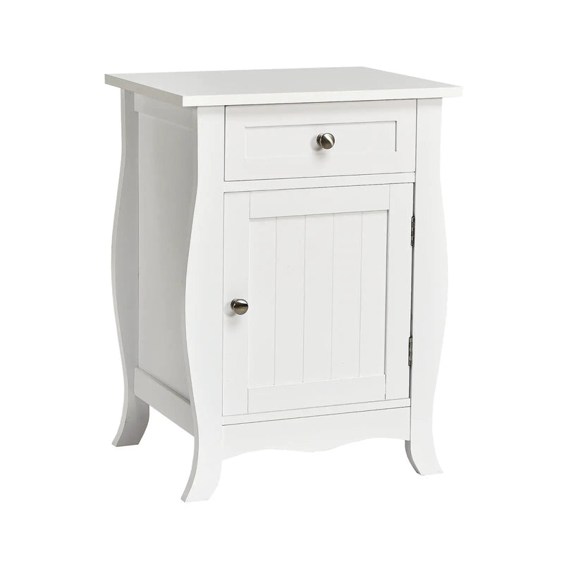 Wooden Accent End Table with Drawer Storage Cabinet Nightstand-White by DirectDeals