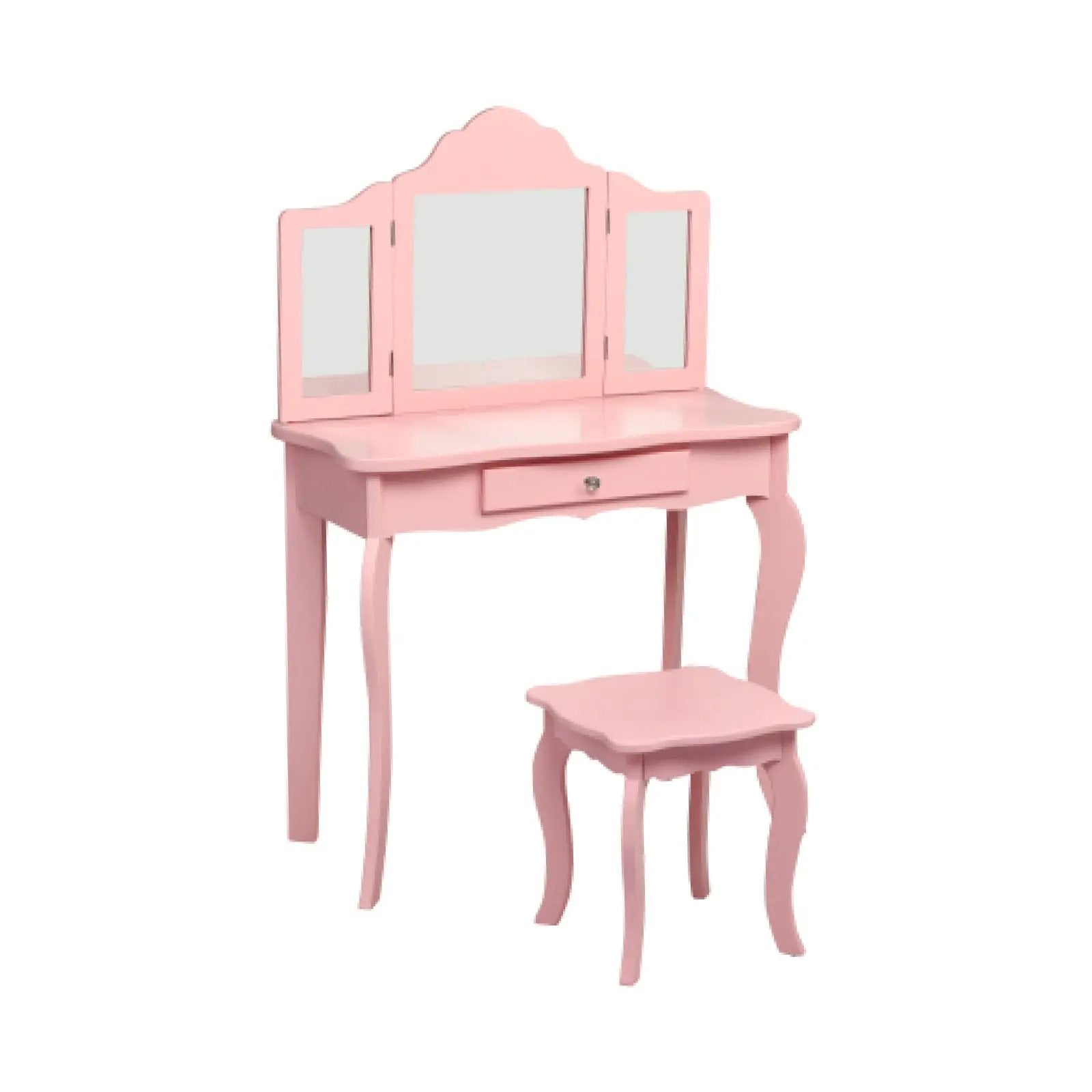 Kids Makeup Dressing Mirror Vanity Table Stool Set by DirectDeals