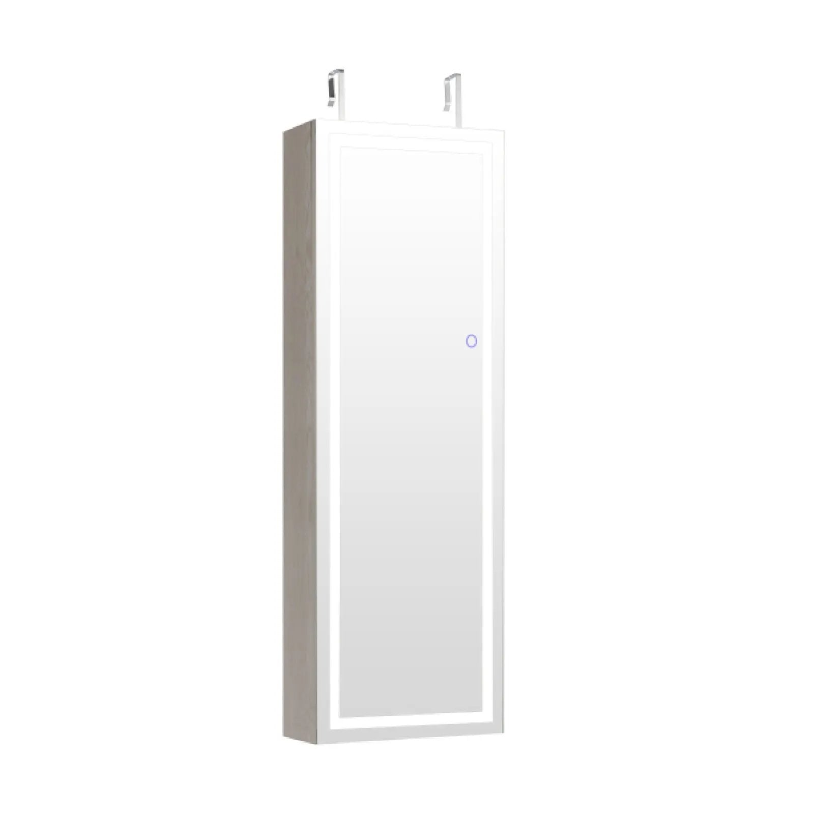 Mirrored Jewelry Armoire with Full Length Mirror and 2 Internal LED Lights by DirectDeals