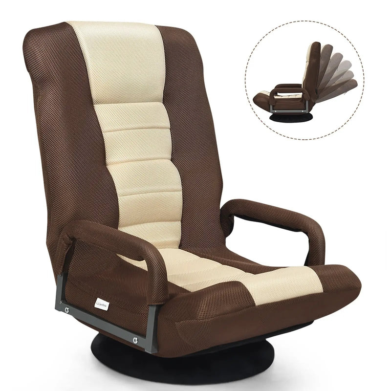 360-Degree Swivel Gaming Floor Chair with Foldable Adjustable Backrest by DirectDeals