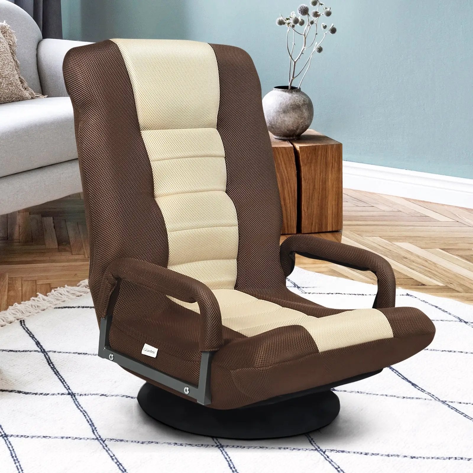 360-Degree Swivel Gaming Floor Chair with Foldable Adjustable Backrest by DirectDeals