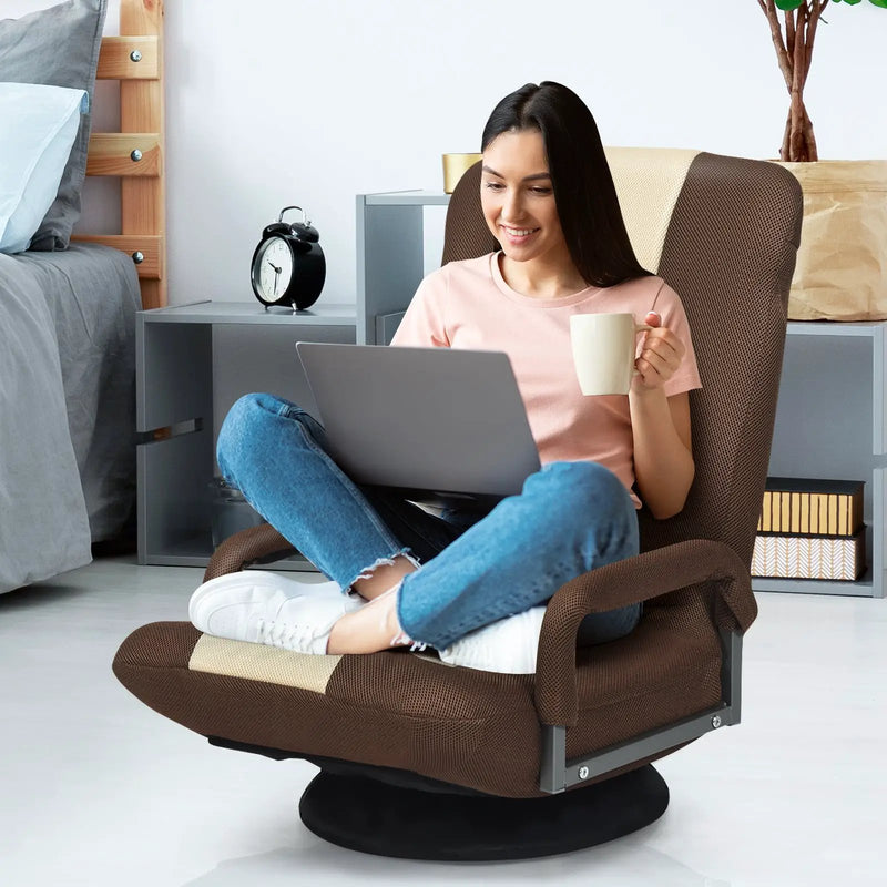360-Degree Swivel Gaming Floor Chair with Foldable Adjustable Backrest by DirectDeals