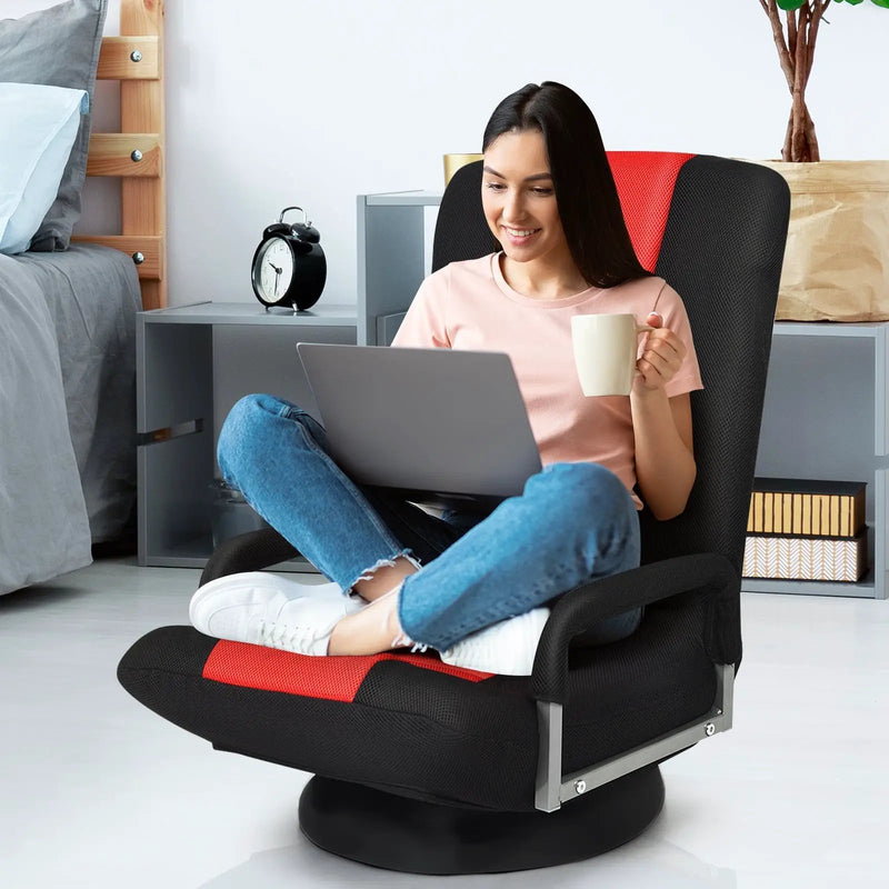 360-Degree Swivel Gaming Floor Chair with Foldable Adjustable Backrest by DirectDeals