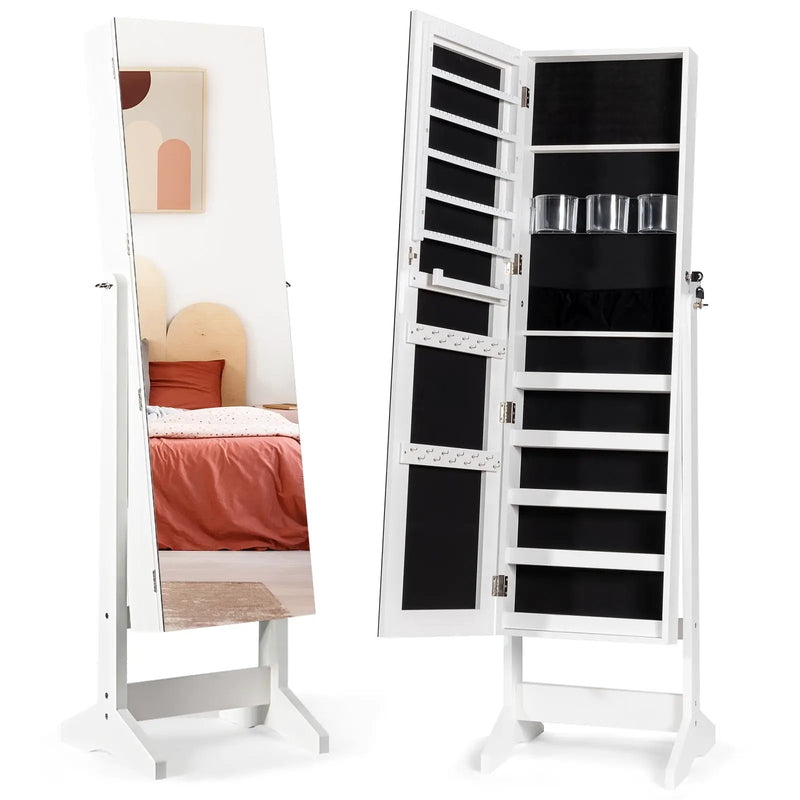Standing Jewelry Armoire Cabinet with Full Length Mirror by DirectDeals