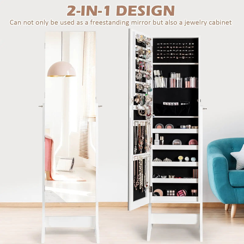 Standing Jewelry Armoire Cabinet with Full Length Mirror by DirectDeals