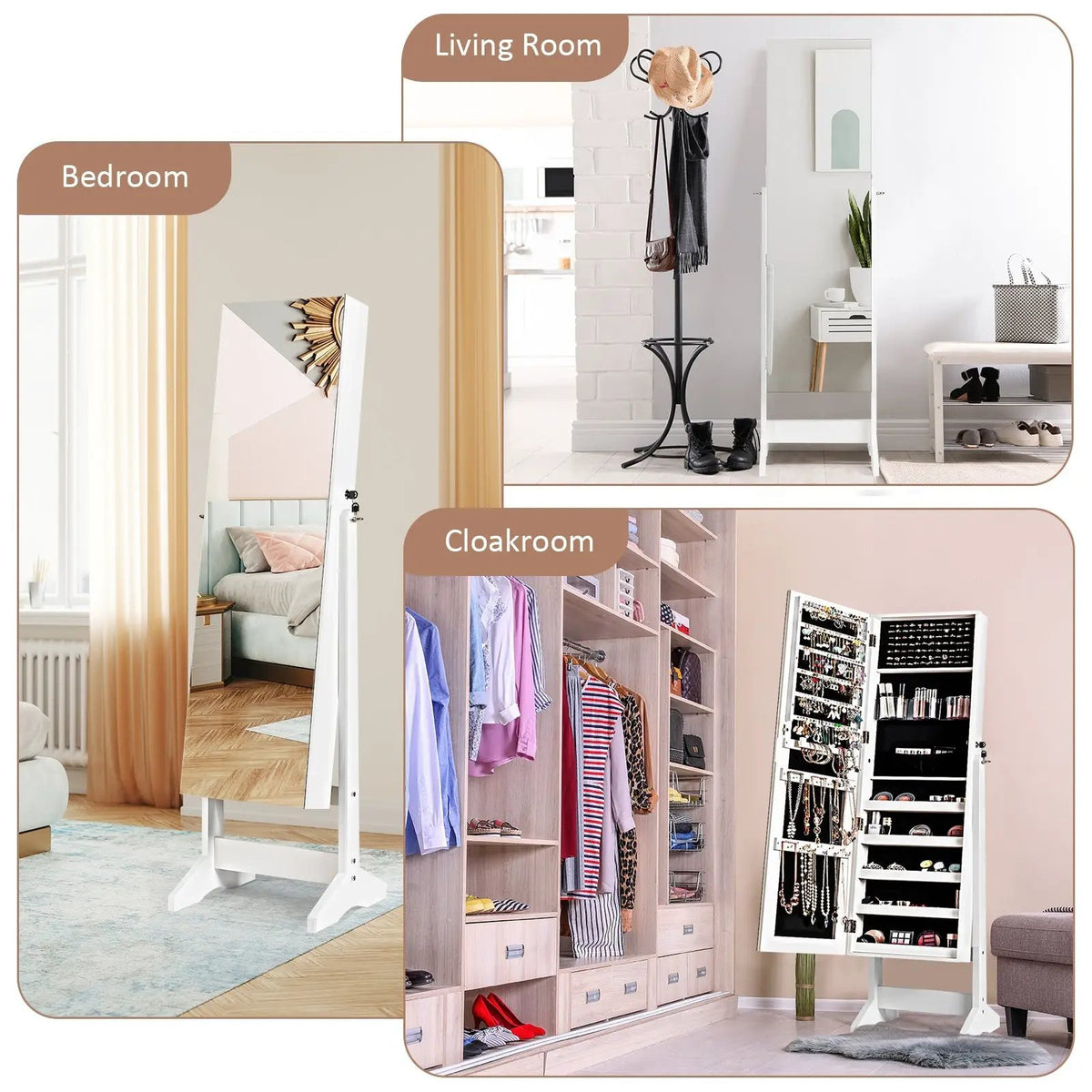 Standing Jewelry Armoire Cabinet with Full Length Mirror, photo 7 of 16