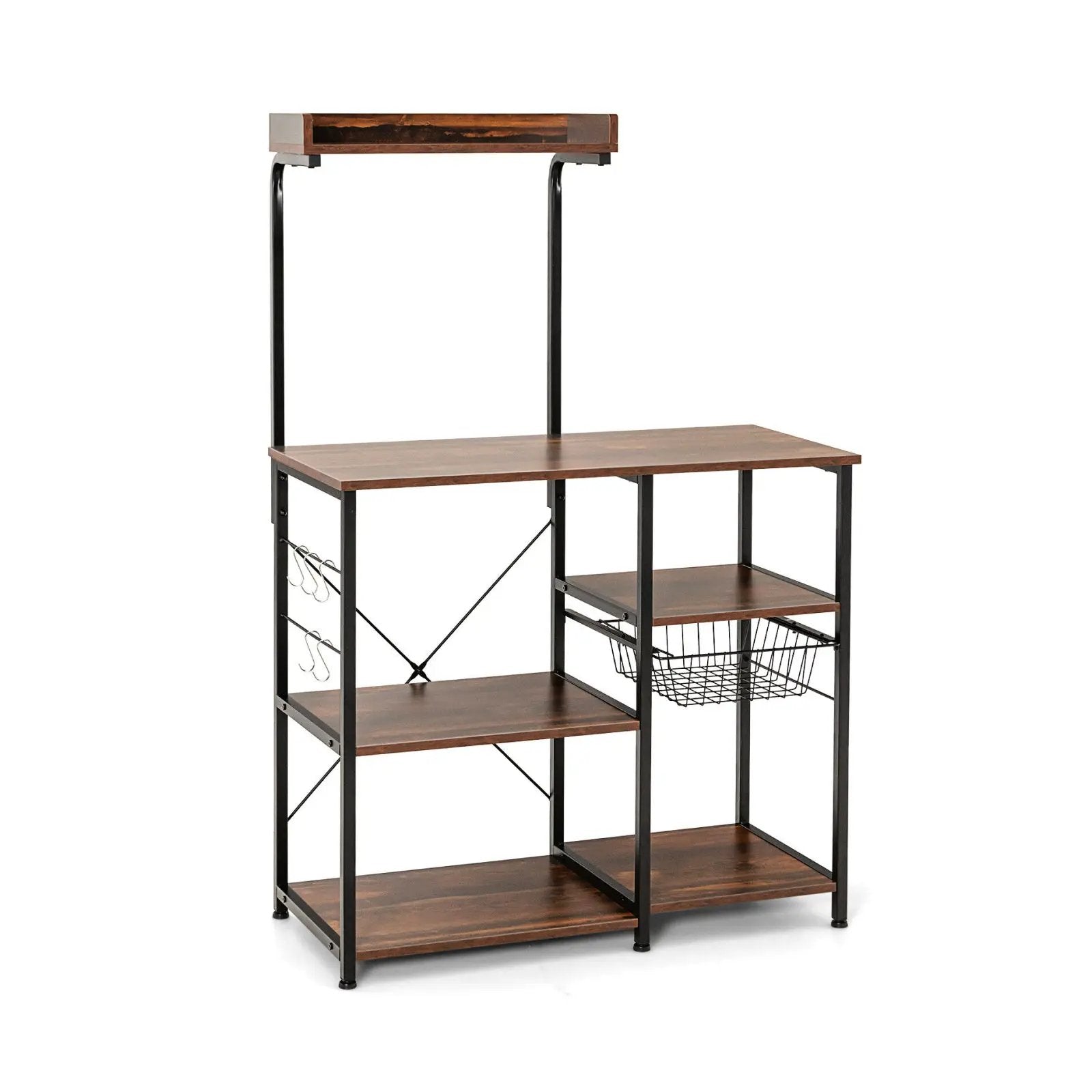 4 Tier Vintage Kitchen Baker's Rack Utility Microwave Stand-Coffee by DirectDeals
