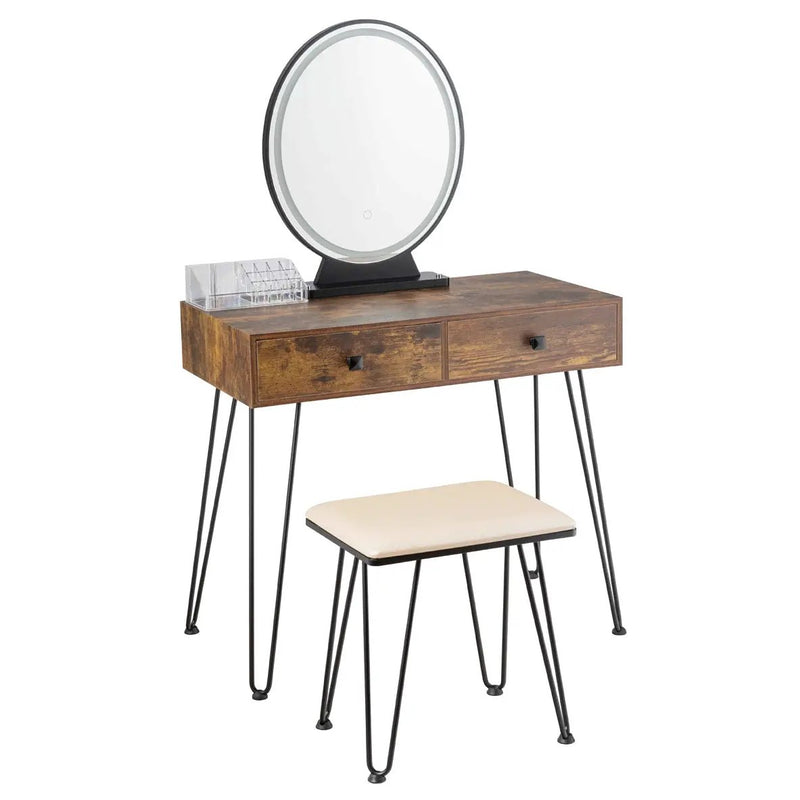 Industrial Makeup Dressing Table with 3 Lighting Modes by DirectDeals