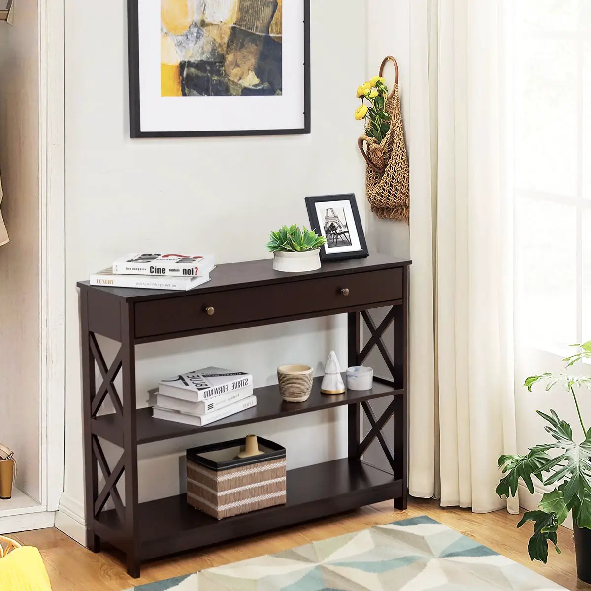 Console Table 3-Tier with Drawer and Storage Shelves, photo 36 of 48