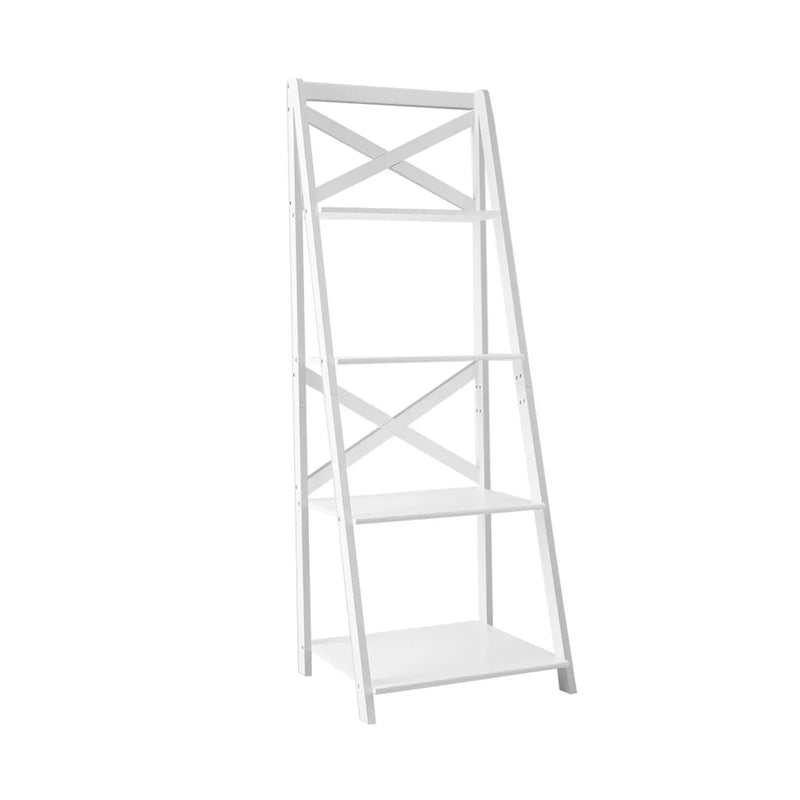4-tier Leaning Free Standing Ladder Shelf Bookcase-White by DirectDeals