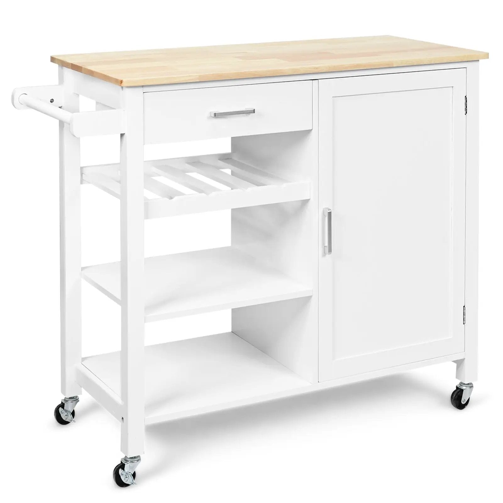 Kitchen Island Cart Rolling Serving Cart Wood Trolley by DirectDeals