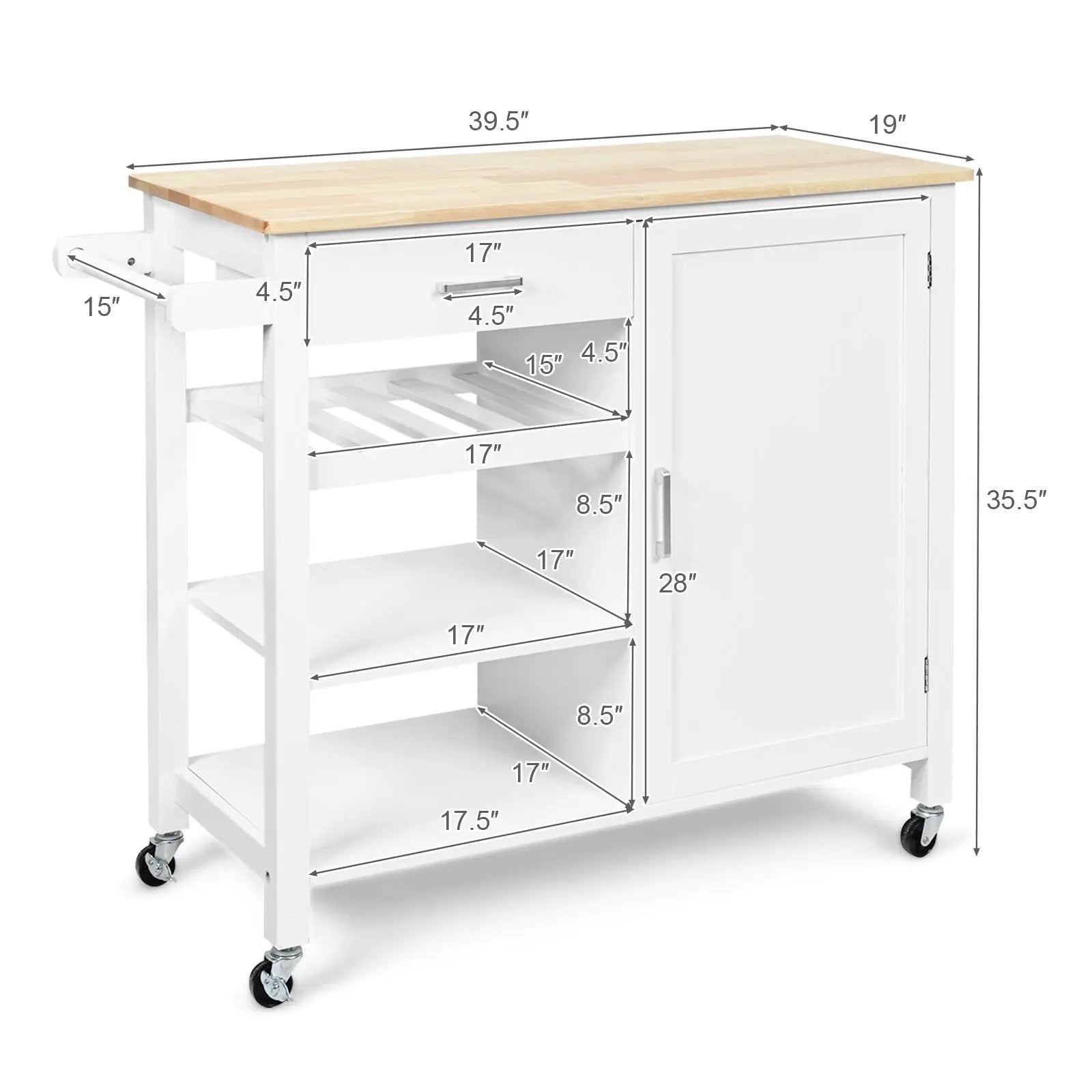Kitchen Island Cart Rolling Serving Cart Wood Trolley by DirectDeals