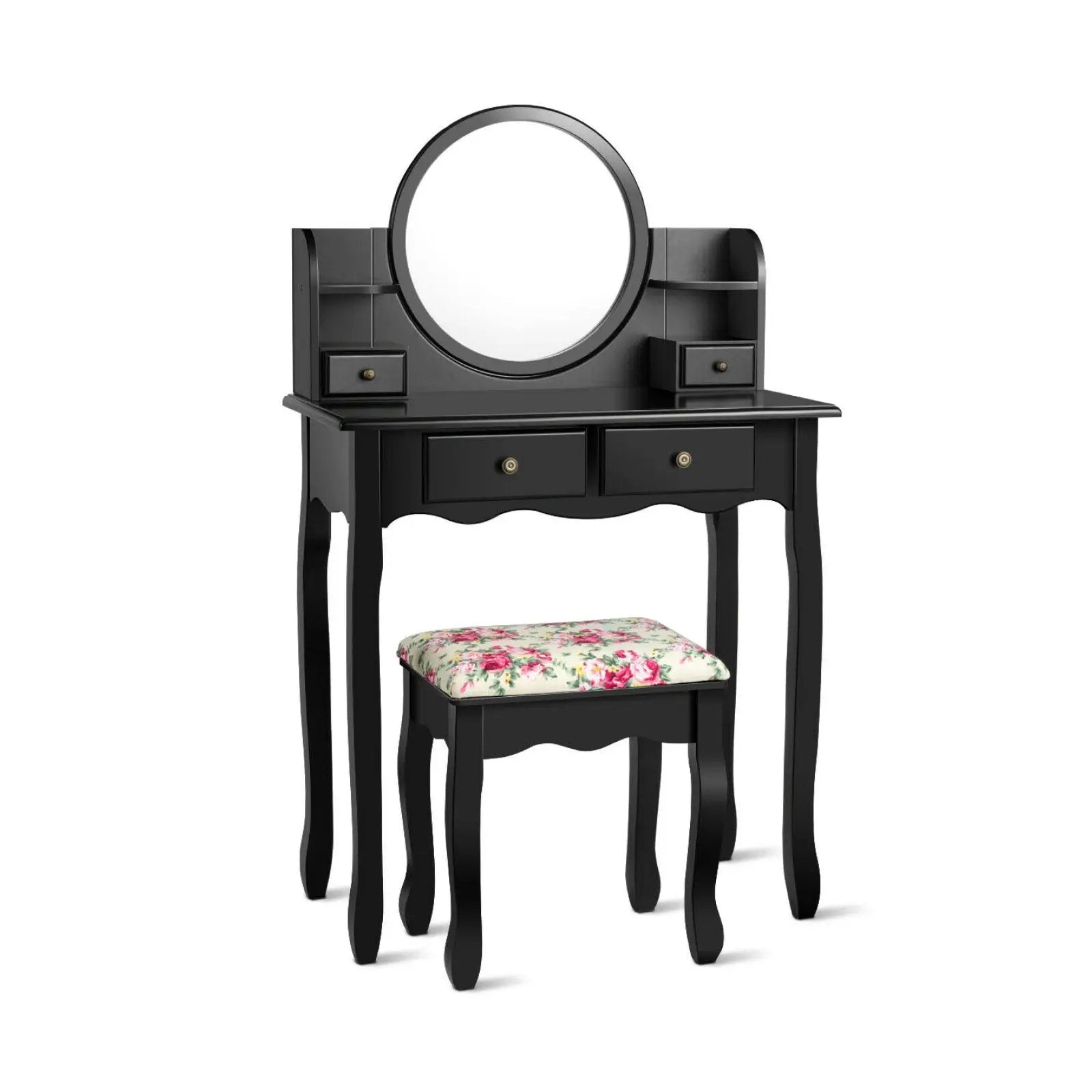 Makeup Vanity Table Set Girls Dressing Table with Drawers Oval Mirror by DirectDeals