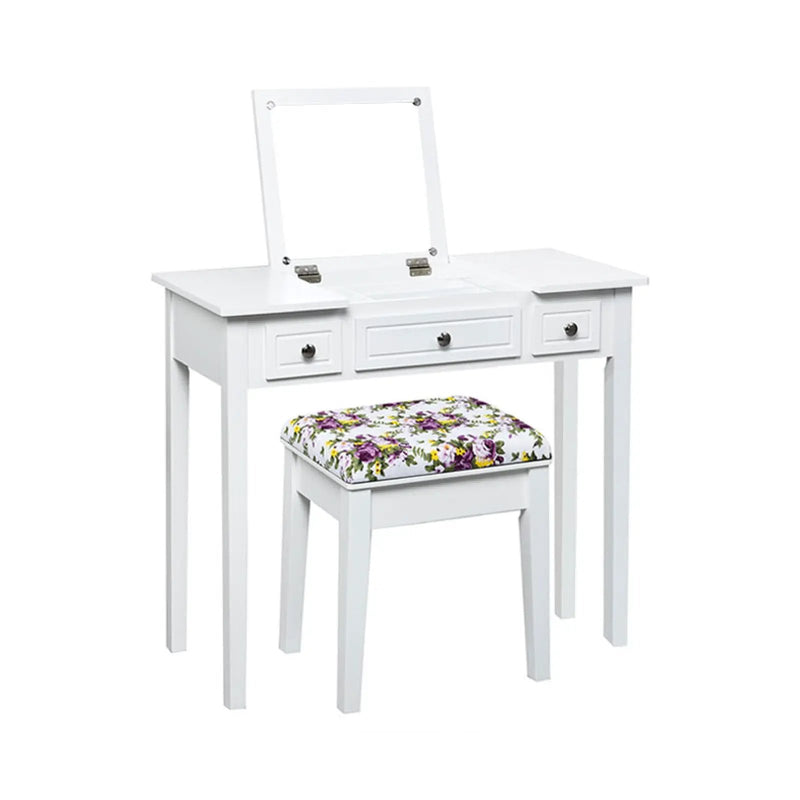 Vanity Dressing Table Set with Flip Top Mirror and 3 Drawers by DirectDeals