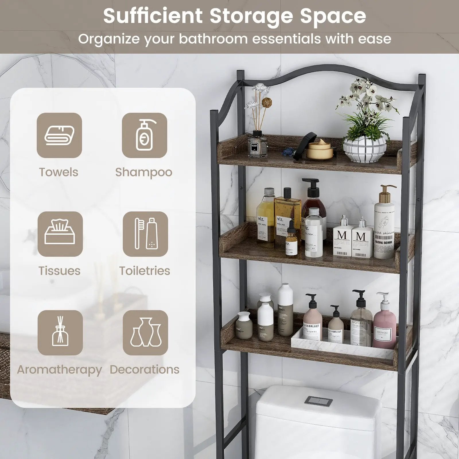 3-Tier Over-The-Toilet Bathroom Spacesaver Storage Rack by DirectDeals