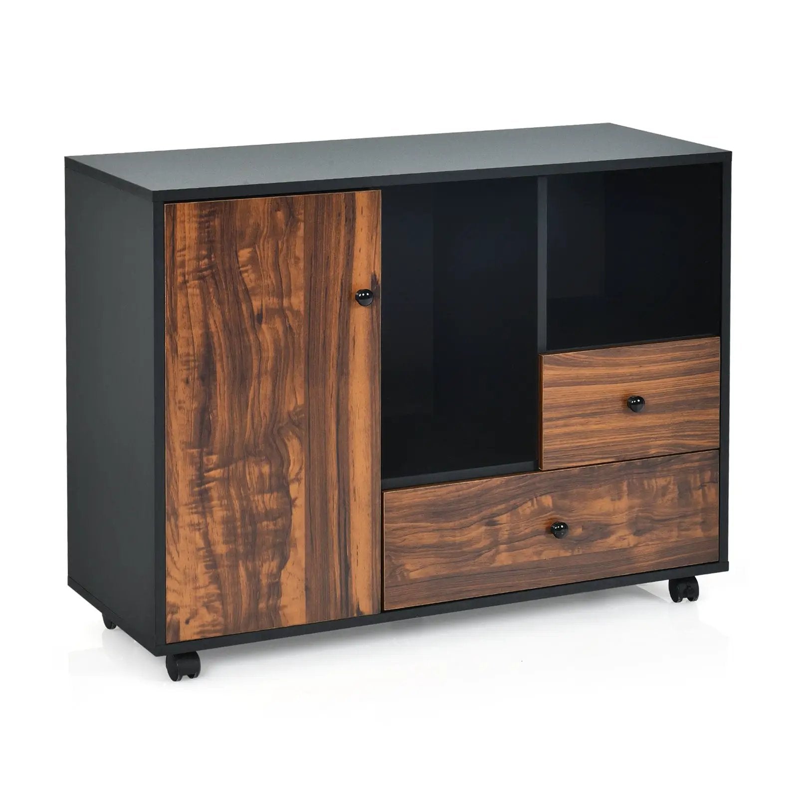 Mobile Filing Cabinet 2 Drawers with Open Shelves for Home and Office by DirectDeals