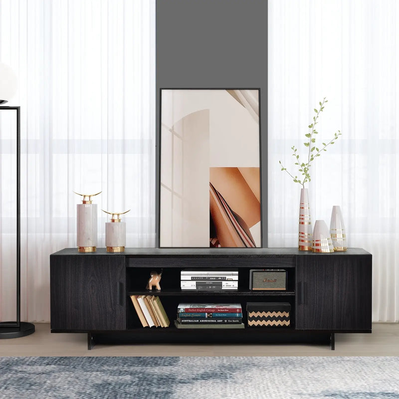 Modern Wood Universal TV Stand for TV up to 65 Inch with 2 Storage Cabinets by DirectDeals