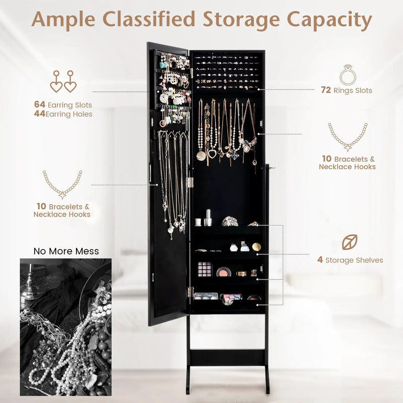 Mirrored Standing Jewelry Cabinet Storage Box by DirectDeals