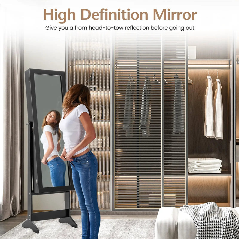 Mirrored Standing Jewelry Cabinet Storage Box by DirectDeals