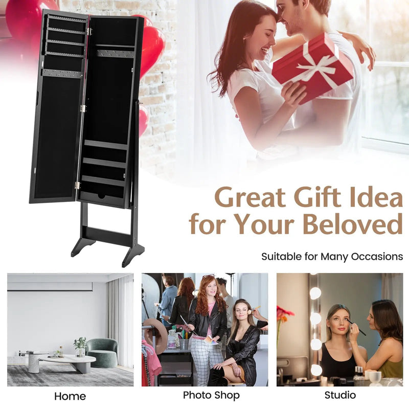 Mirrored Standing Jewelry Cabinet Storage Box by DirectDeals