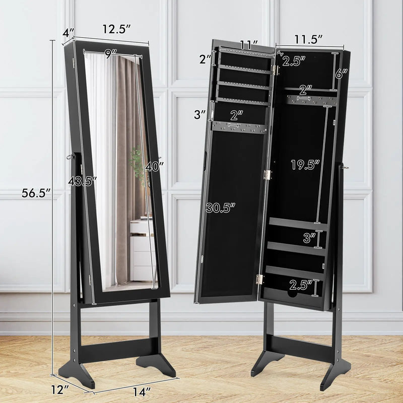 Mirrored Standing Jewelry Cabinet Storage Box by DirectDeals
