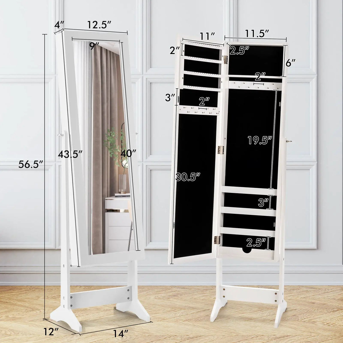 Mirrored Standing Jewelry Cabinet Storage Box, photo 13 of 13