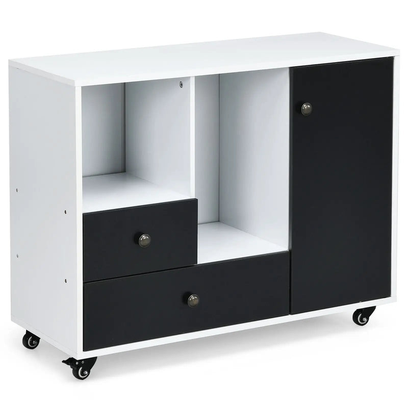 Lateral Mobile Filing Cabinet with 2 Drawers-Black by DirectDeals