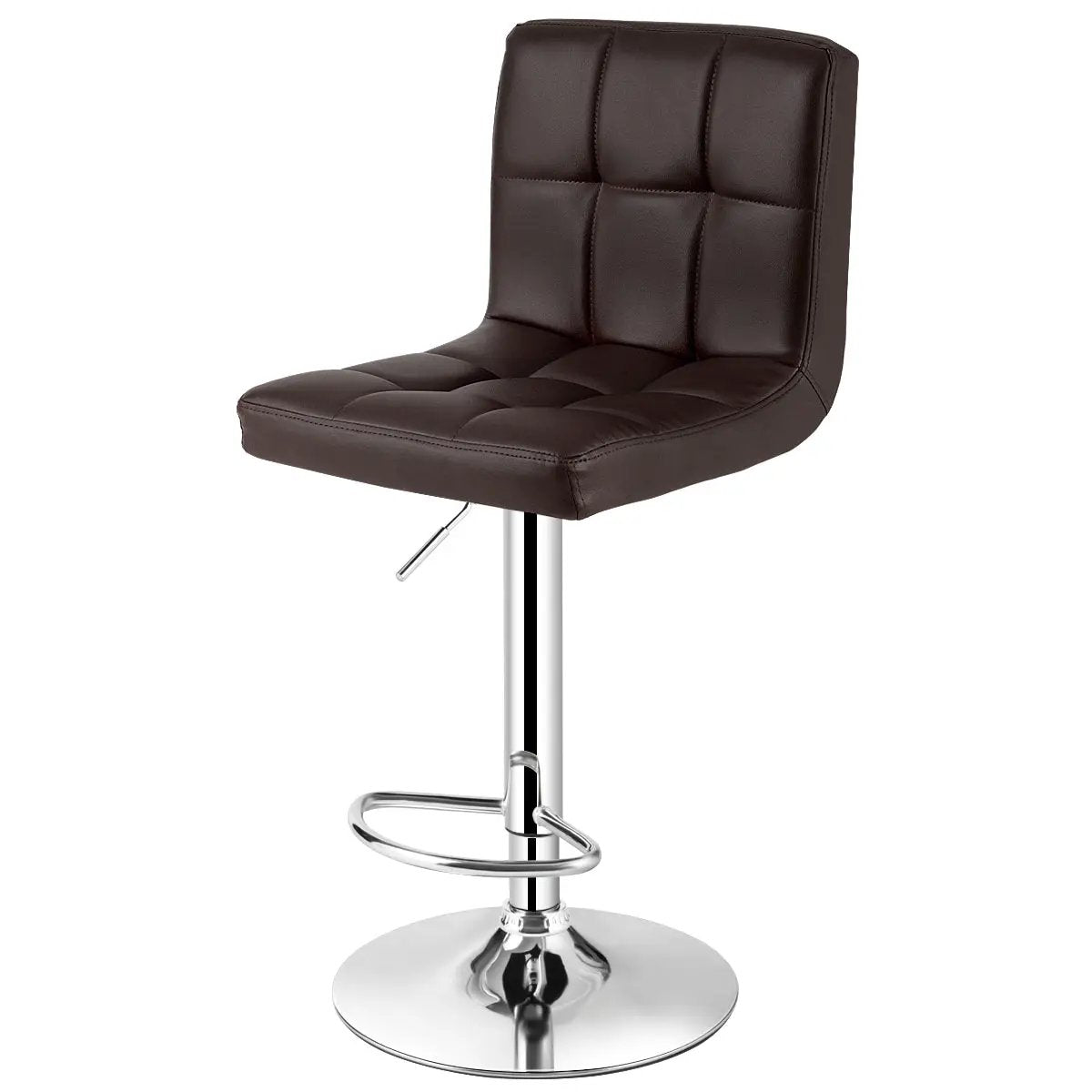 Adjustable Swivel Bar Stool with PU Leather-Brown by DirectDeals