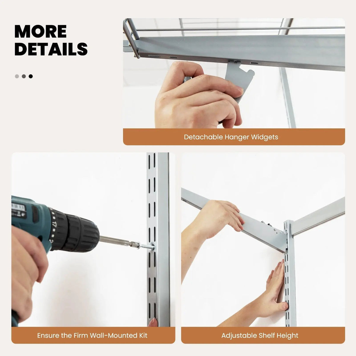 Adjustable Closet Organizer Kit with Shelves and Hanging Rods for 4 to 6 Feet, photo 14 of 16