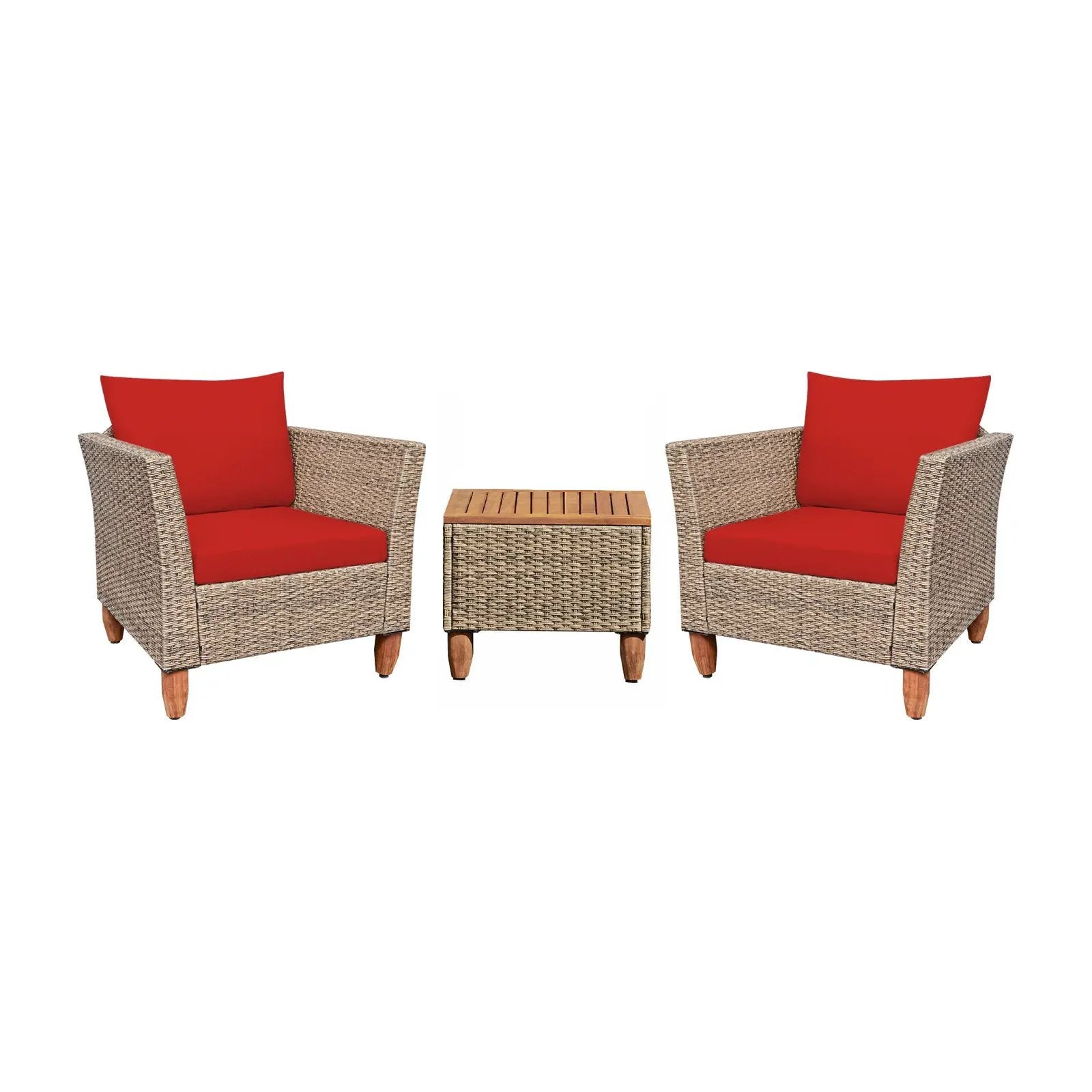 3 Pieces Patio Rattan Furniture Set with Washable Cushion for Yard Porch by DirectDeals