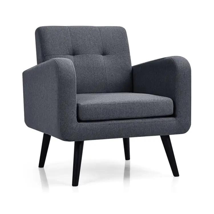 Modern Upholstered Comfy Accent Chair Single Sofa with Rubber Wood Legs by DirectDeals
