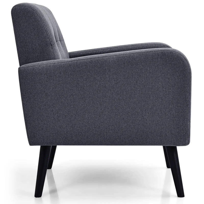 Modern Upholstered Comfy Accent Chair Single Sofa with Rubber Wood Legs by DirectDeals