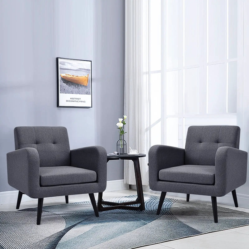 Modern Upholstered Comfy Accent Chair Single Sofa with Rubber Wood Legs by DirectDeals